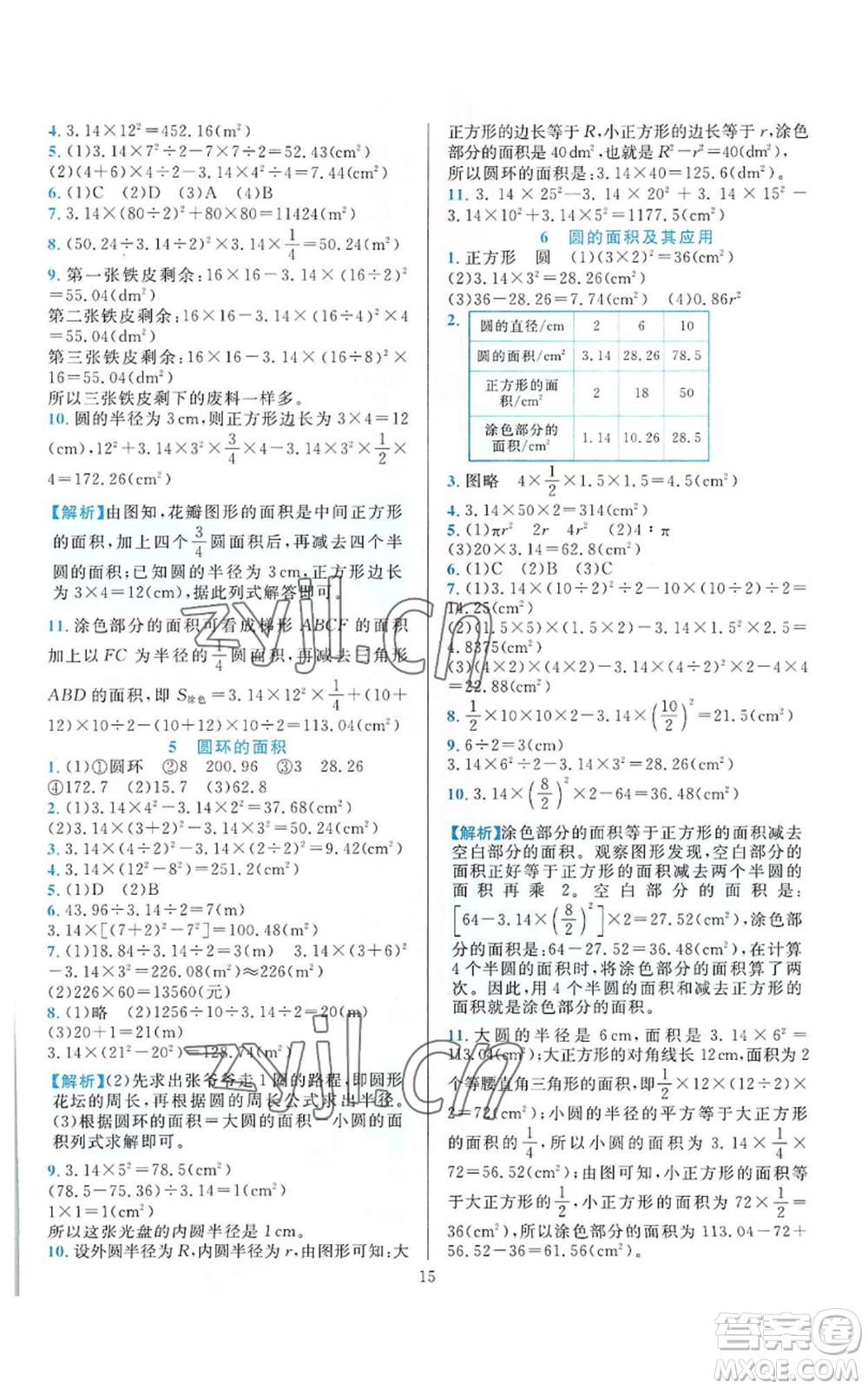 浙江教育出版社2022全優(yōu)方案夯實(shí)與提高六年級(jí)上冊(cè)數(shù)學(xué)人教版參考答案