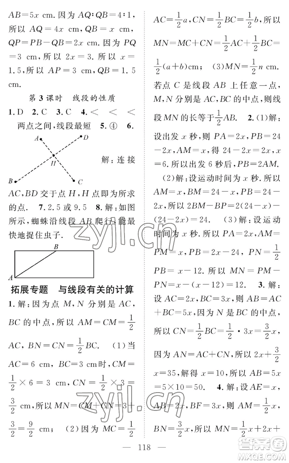 長(zhǎng)江少年兒童出版社2022智慧課堂創(chuàng)新作業(yè)七年級(jí)上冊(cè)數(shù)學(xué)人教版參考答案