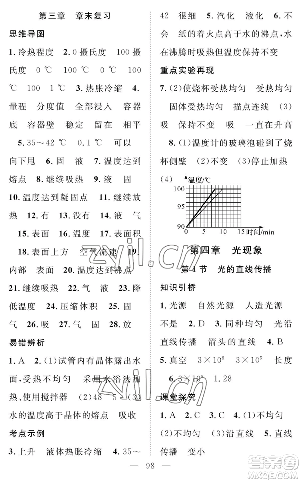 長(zhǎng)江少年兒童出版社2022智慧課堂創(chuàng)新作業(yè)八年級(jí)上冊(cè)物理人教版參考答案