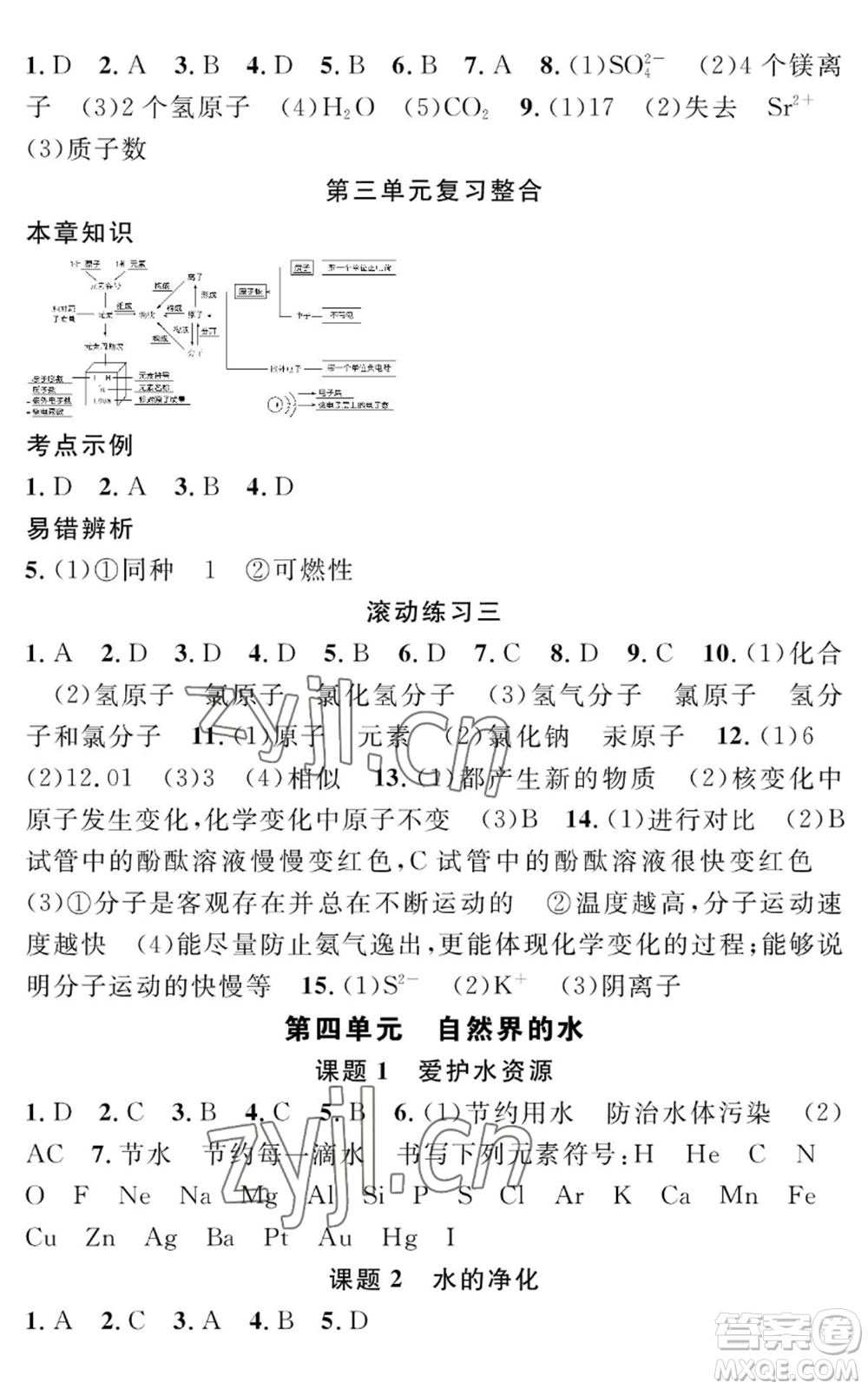 長江少年兒童出版社2022智慧課堂創(chuàng)新作業(yè)九年級上冊化學(xué)人教版參考答案