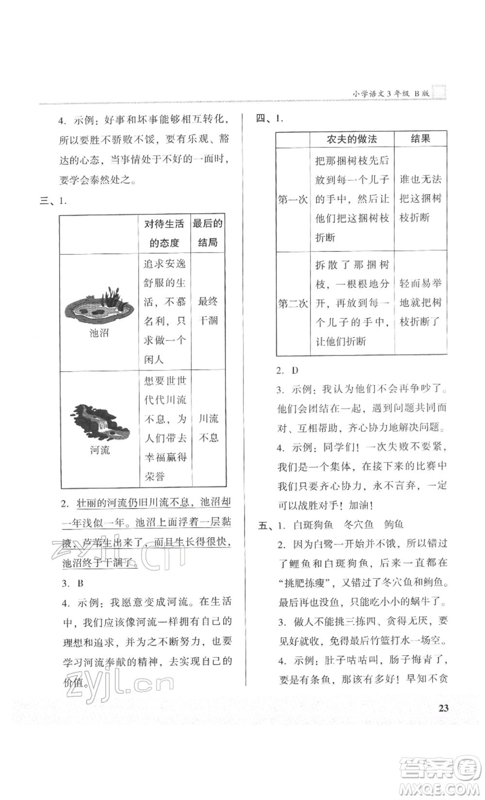 鷺江出版社2022木頭馬閱讀力測評三年級語文人教版B版福建專版參考答案