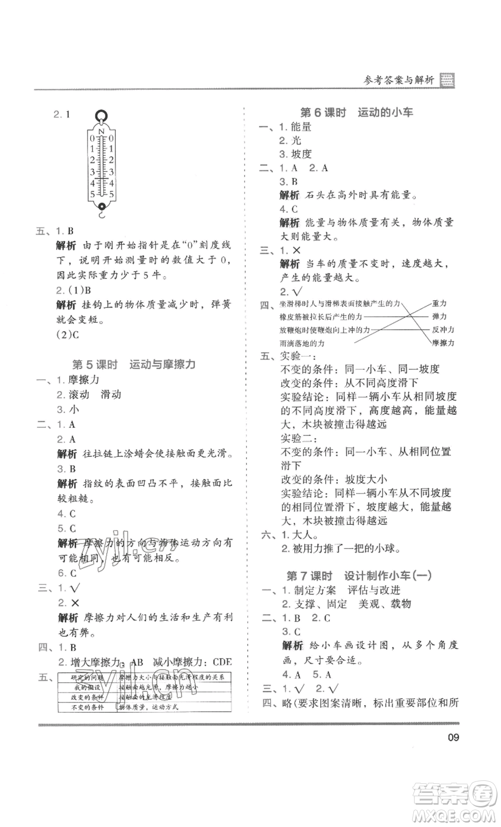 湖南師范大學(xué)出版社2022木頭馬分層課課練四年級上冊科學(xué)教科版參考答案