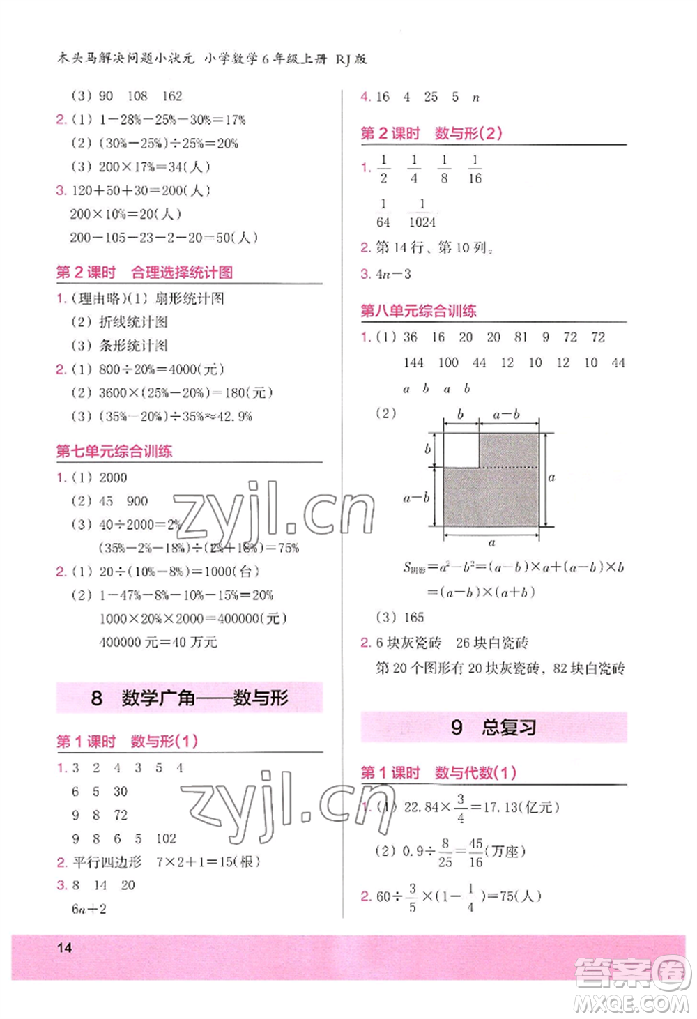 江蘇鳳凰美術(shù)出版社2022木頭馬解決問題小狀元六年級上冊數(shù)學人教版參考答案