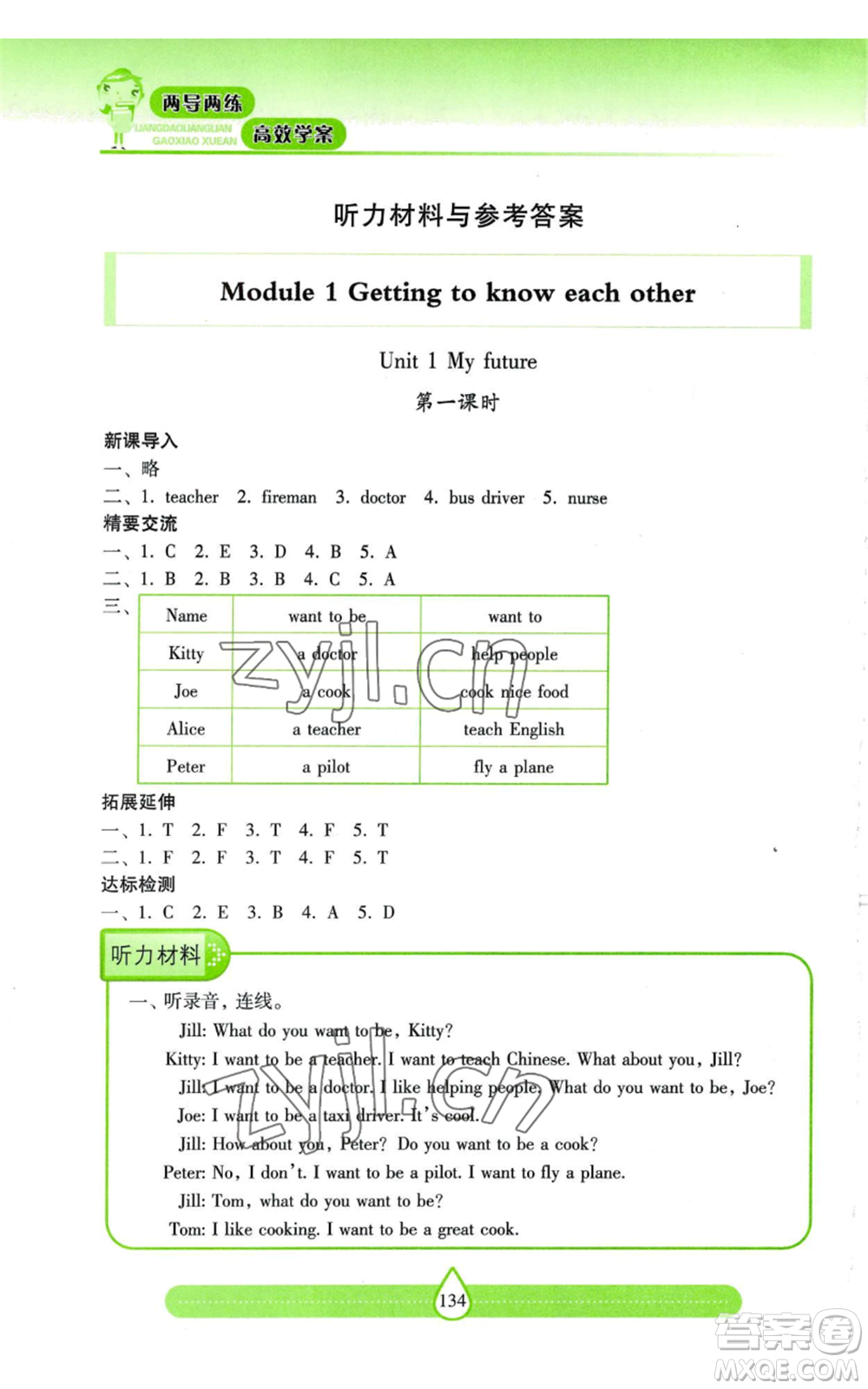 上海教育出版社2022新課標兩導(dǎo)兩練高效學(xué)案五年級上冊英語上海教育版參考答案