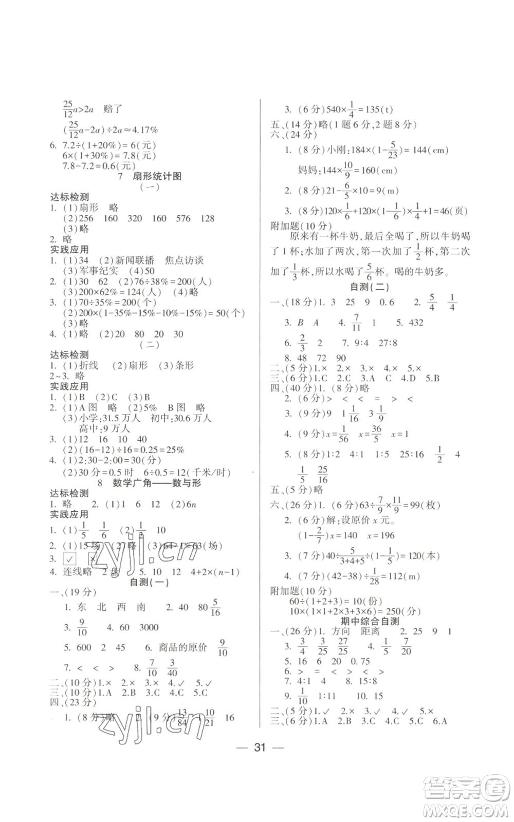 希望出版社2022新課標(biāo)兩導(dǎo)兩練高效學(xué)案六年級(jí)上冊(cè)數(shù)學(xué)人教版參考答案