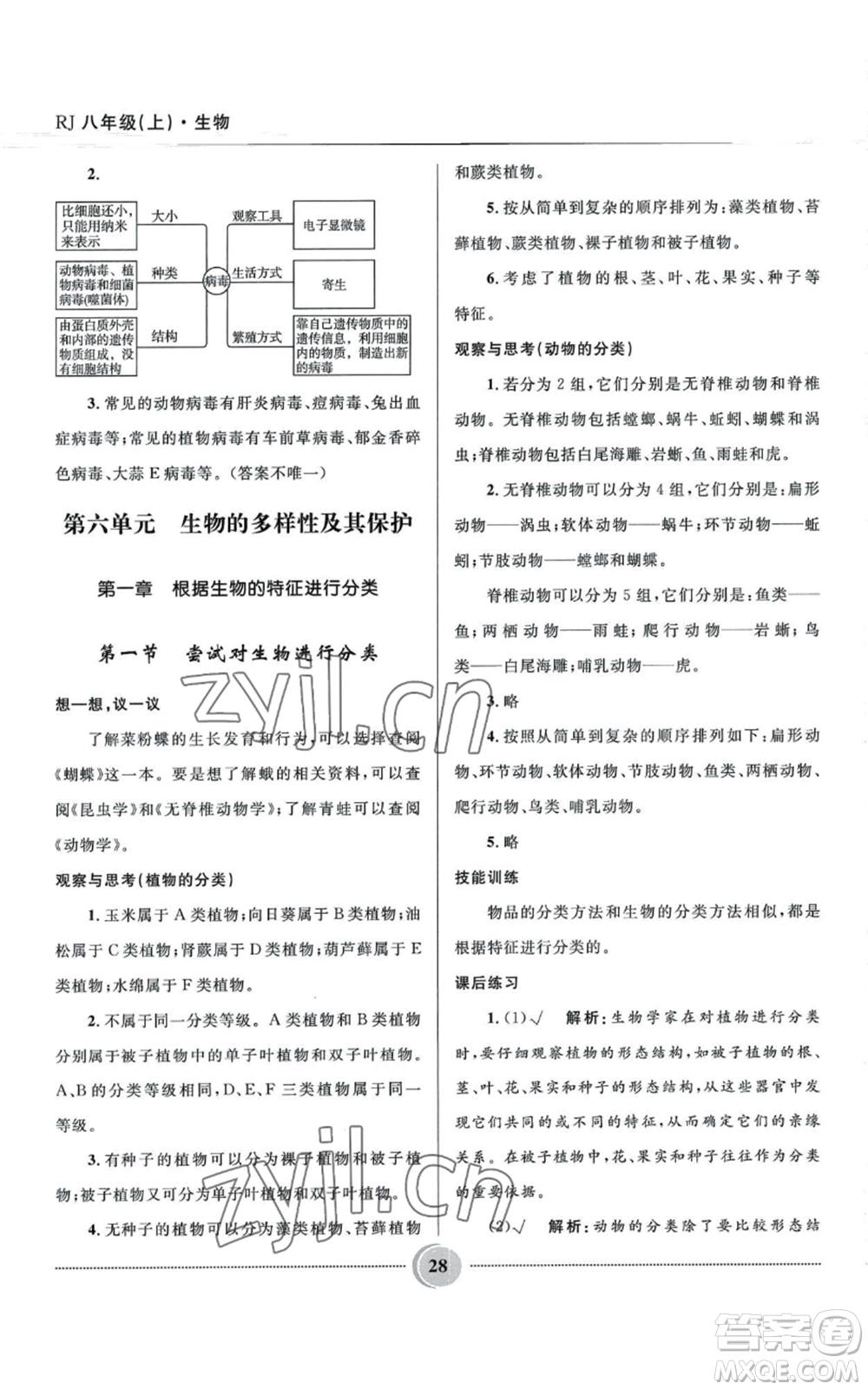 河北少年兒童出版社2022奪冠百分百初中精講精練八年級上冊生物人教版參考答案