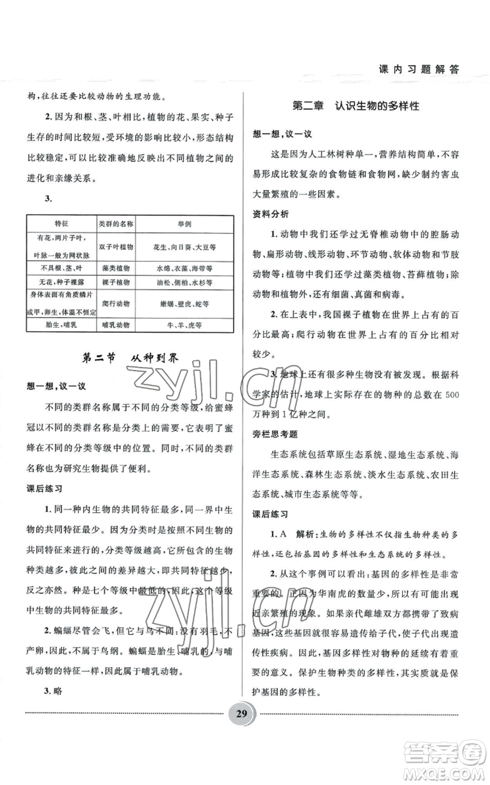 河北少年兒童出版社2022奪冠百分百初中精講精練八年級上冊生物人教版參考答案