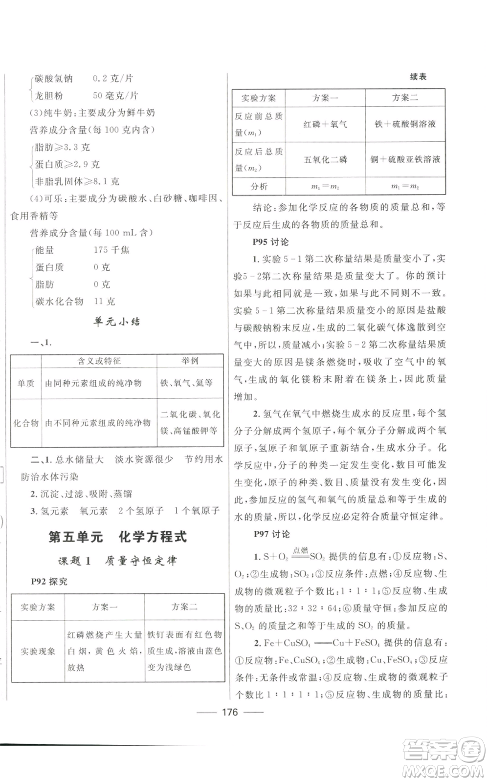 河北少年兒童出版社2022奪冠百分百初中精講精練九年級上冊化學(xué)人教版參考答案