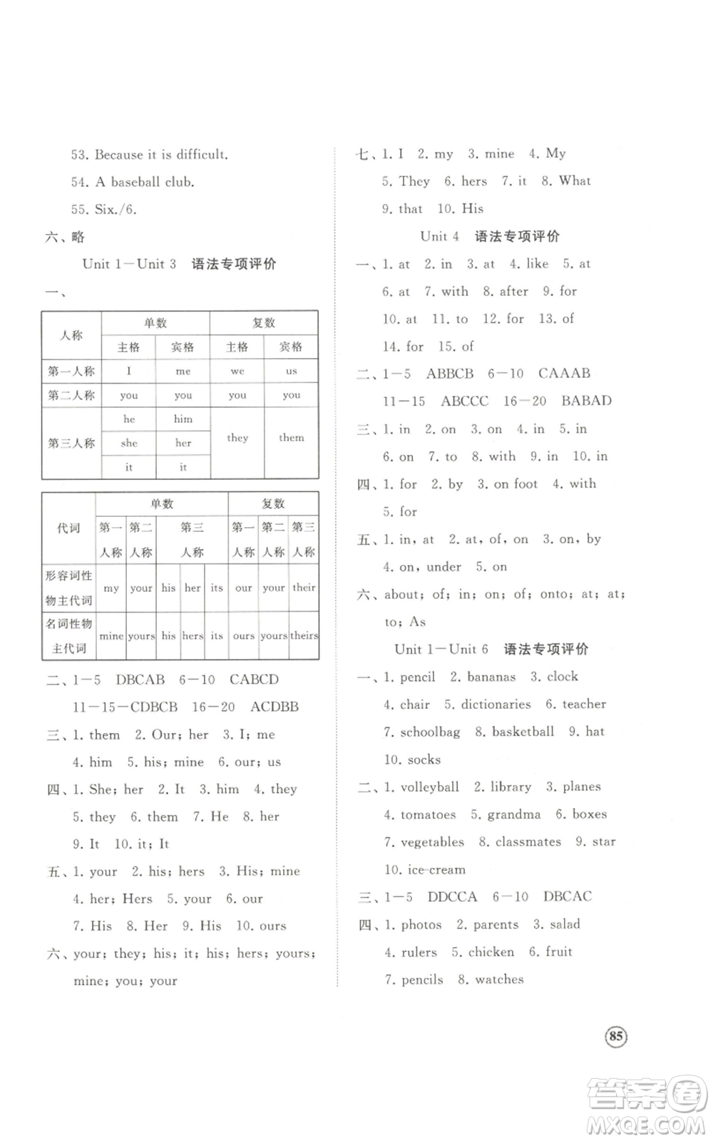 山東友誼出版社2022伴你學(xué)精練課堂分層作業(yè)七年級(jí)上冊(cè)英語人教版參考答案