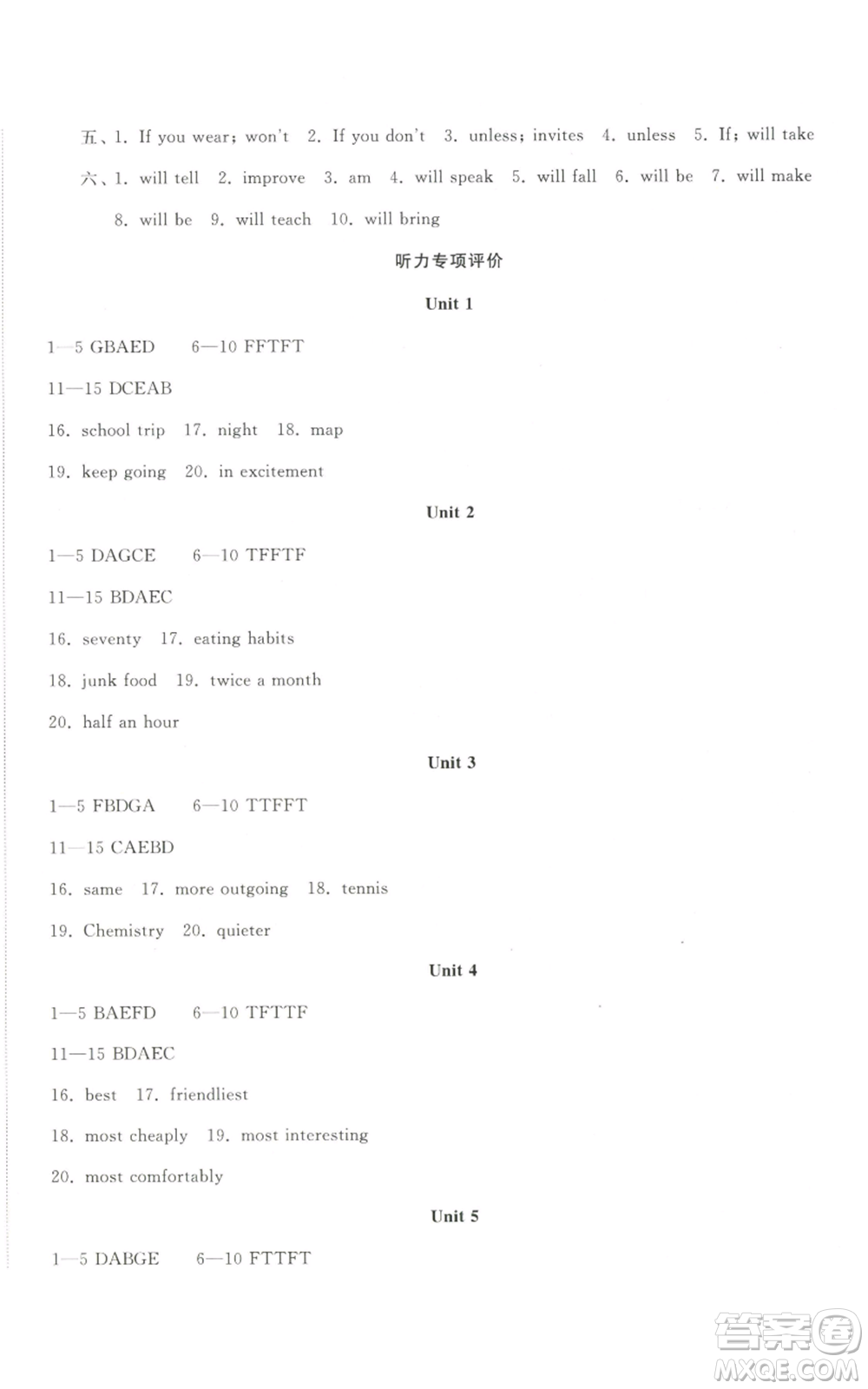 山東友誼出版社2022精練課堂分層作業(yè)八年級(jí)上冊(cè)英語(yǔ)人教版參考答案