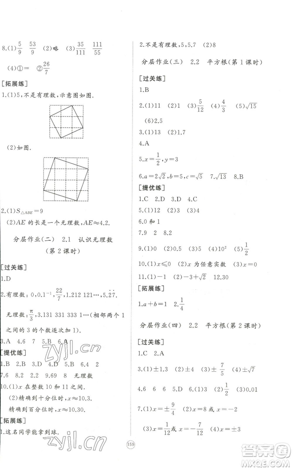 山東友誼出版社2022精練課堂分層作業(yè)八年級上冊數(shù)學(xué)人教版參考答案