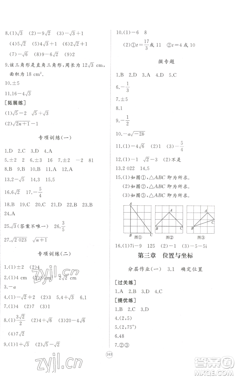 山東友誼出版社2022精練課堂分層作業(yè)八年級上冊數(shù)學(xué)人教版參考答案