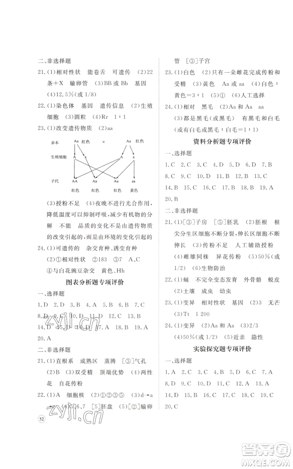 山東友誼出版社2022精練課堂分層作業(yè)八年級上冊生物學人教版參考答案