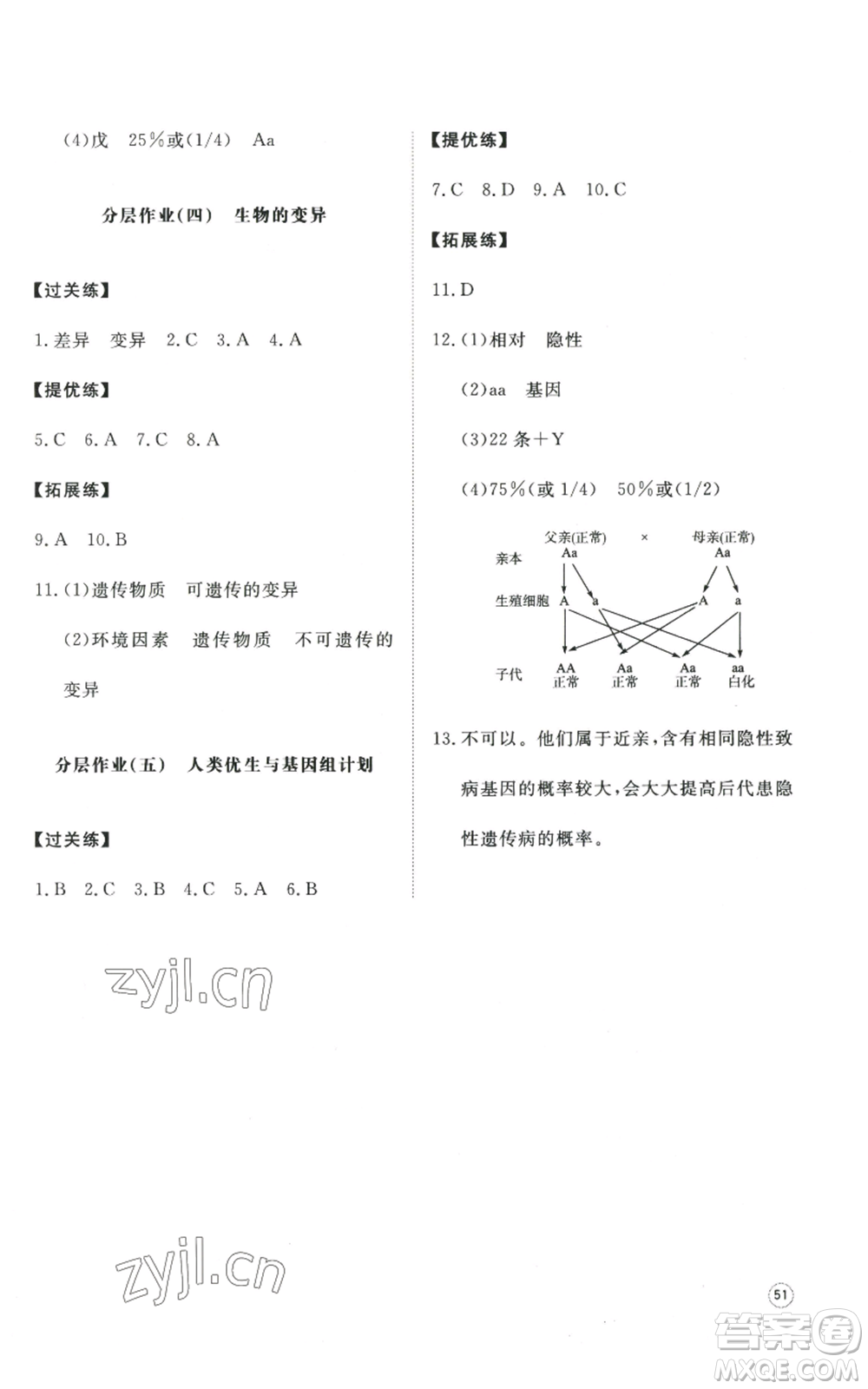 山東友誼出版社2022精練課堂分層作業(yè)八年級上冊生物學人教版參考答案