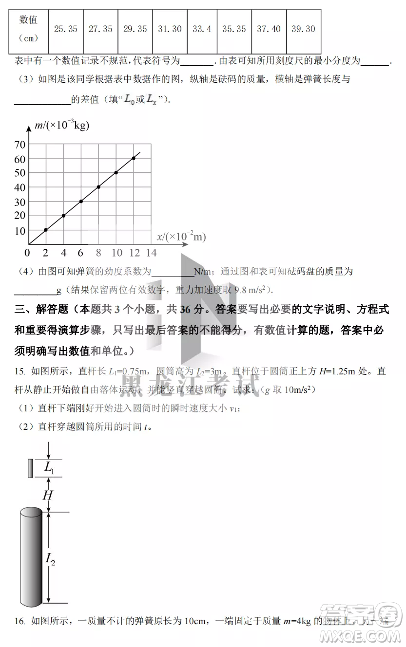 2022-2023齊齊哈爾市八校聯(lián)合體高一上學(xué)期物理期中試卷答案