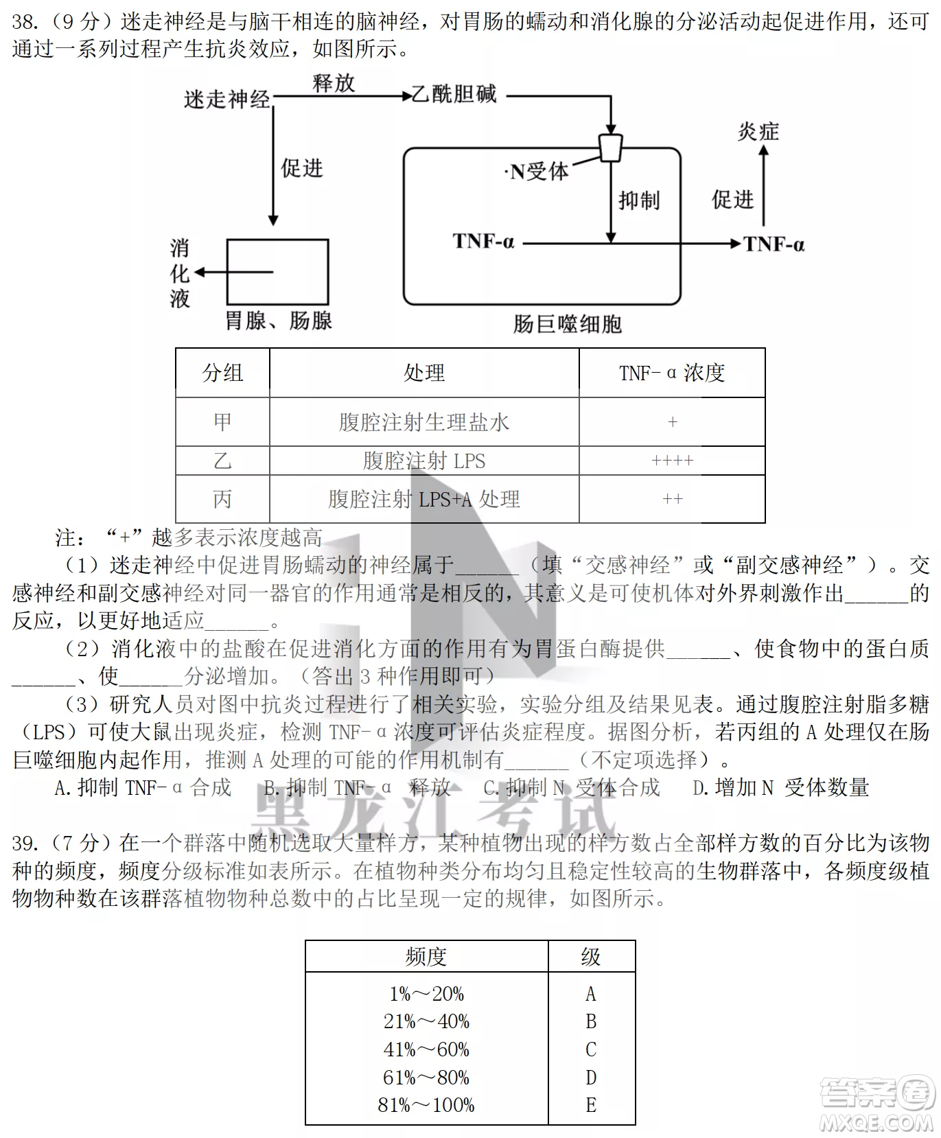 大慶鐵人中學2020級高三上學期月考生物試題試卷答案