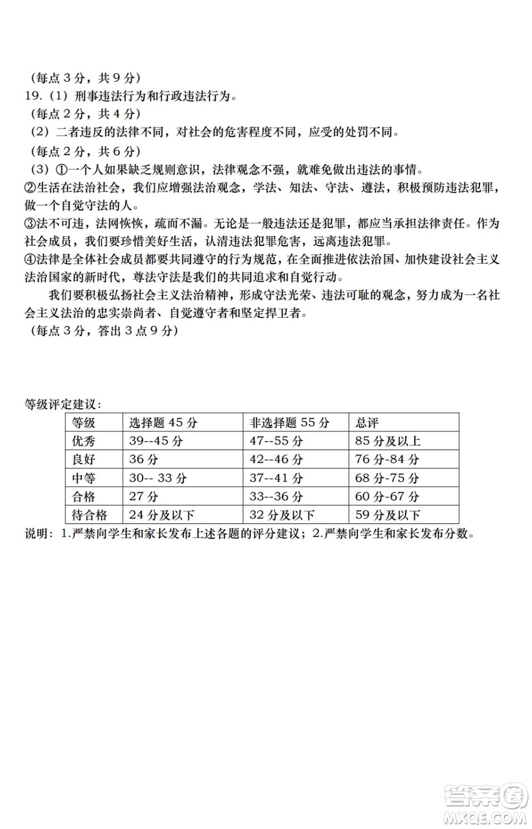 太原市2022-2023學(xué)年第一學(xué)期八年級(jí)期中質(zhì)量檢測(cè)道德與法治試卷答案