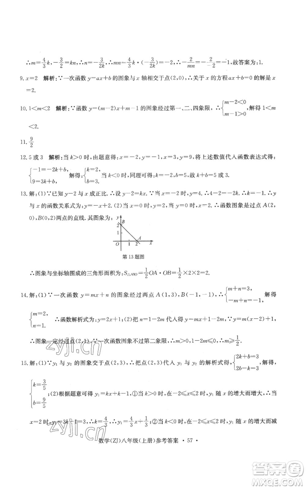 浙江工商大學(xué)出版社2022習(xí)題e百課時(shí)訓(xùn)練八年級(jí)上冊(cè)數(shù)學(xué)浙教版B版參考答案