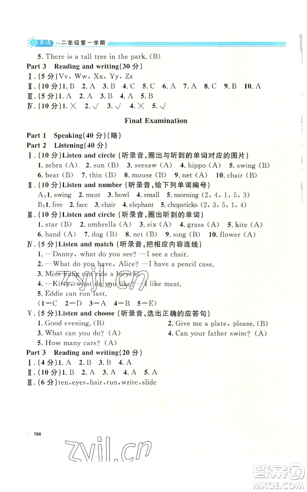 天津人民出版社2022上海作業(yè)二年級第一學(xué)期英語牛津版參考答案