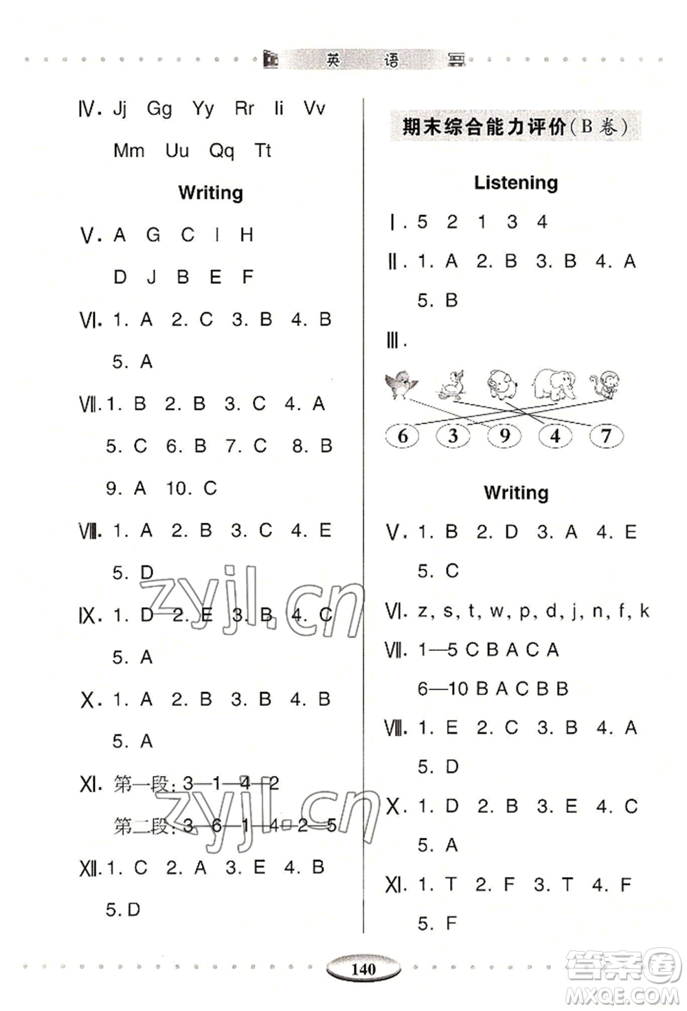 青島出版社2022智慧學(xué)習(xí)三年級(jí)上冊(cè)英語(yǔ)通用版參考答案