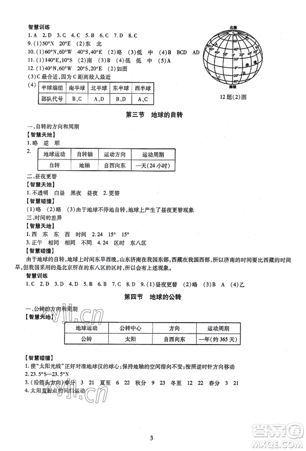 明天出版社2022智慧學(xué)習(xí)導(dǎo)學(xué)練七年級(jí)上冊(cè)地理人教版參考答案