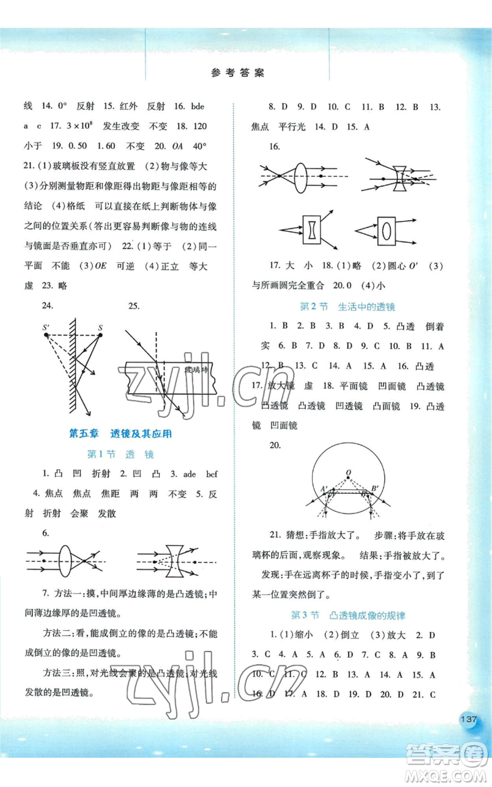 河北人民出版社2022同步訓(xùn)練八年級(jí)上冊(cè)物理人教版參考答案