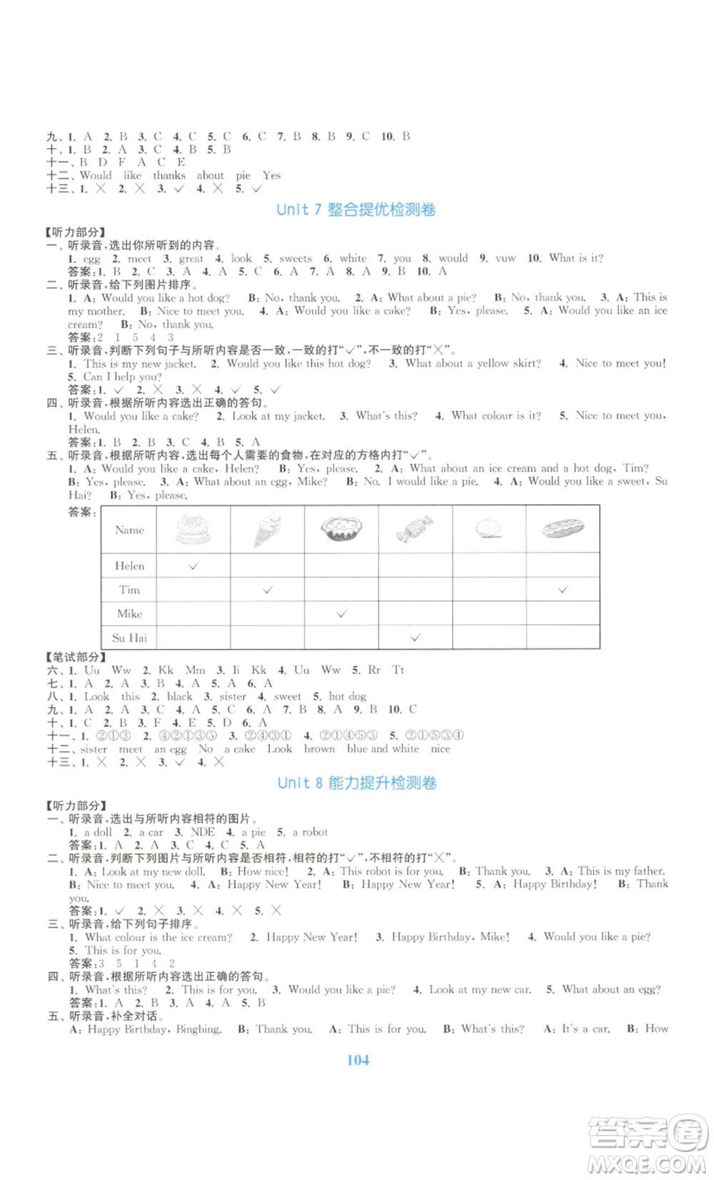 北方婦女兒童出版社2022復(fù)習(xí)金卷同步跟蹤大試卷三年級(jí)上冊(cè)英語蘇教版參考答案