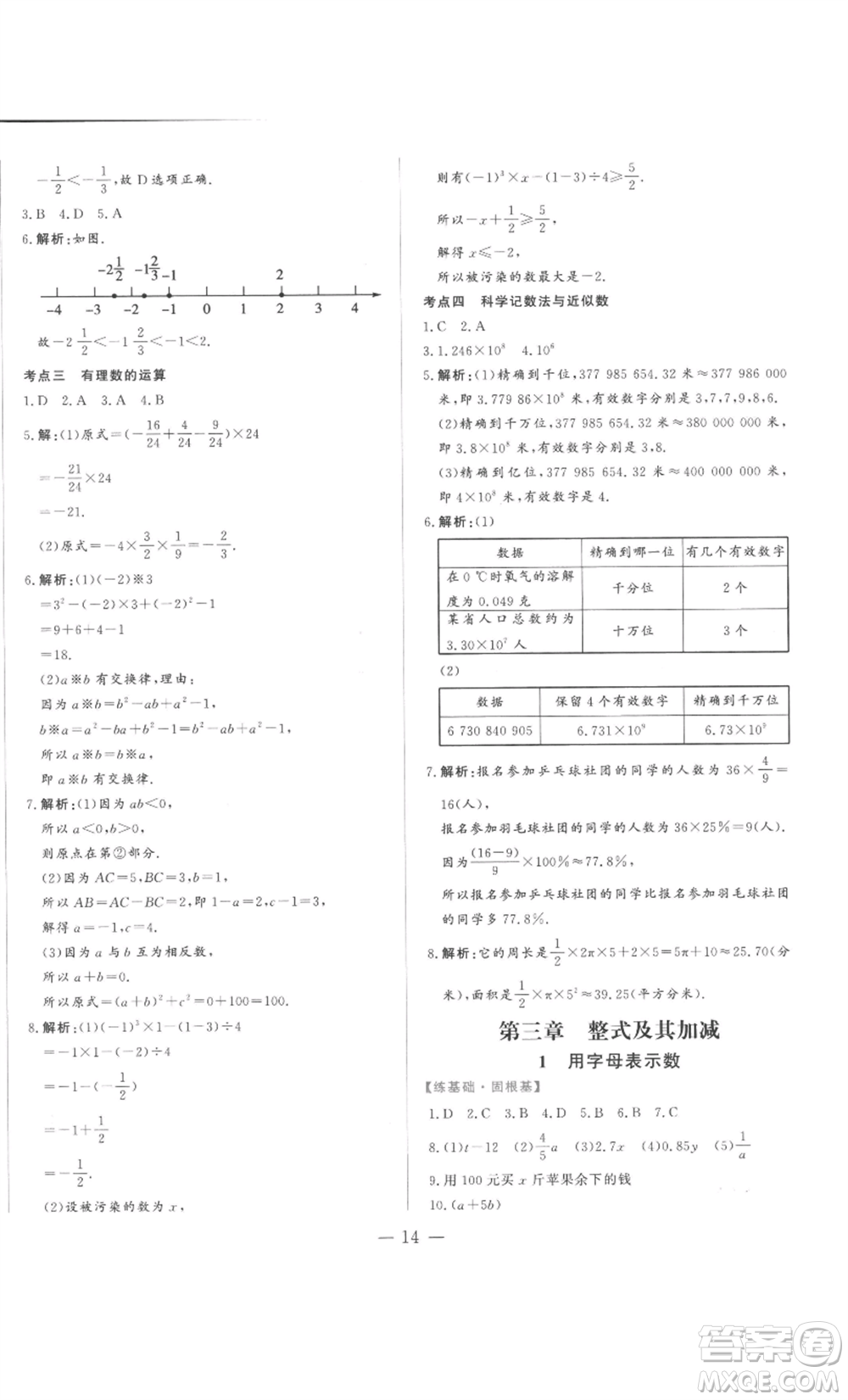 山東文藝出版社2022綜合訓(xùn)練初中課堂同步訓(xùn)練五四學(xué)制六年級(jí)上冊(cè)數(shù)學(xué)魯教版參考答案