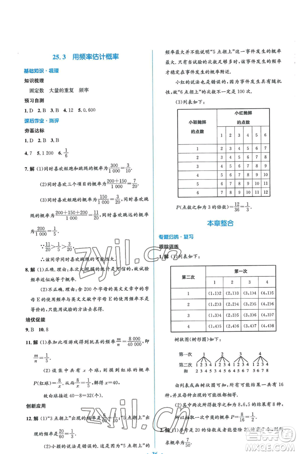 人民教育出版社2022人教金學(xué)典同步解析與測評(píng)學(xué)考練九年級(jí)上冊(cè)數(shù)學(xué)人教版參考答案