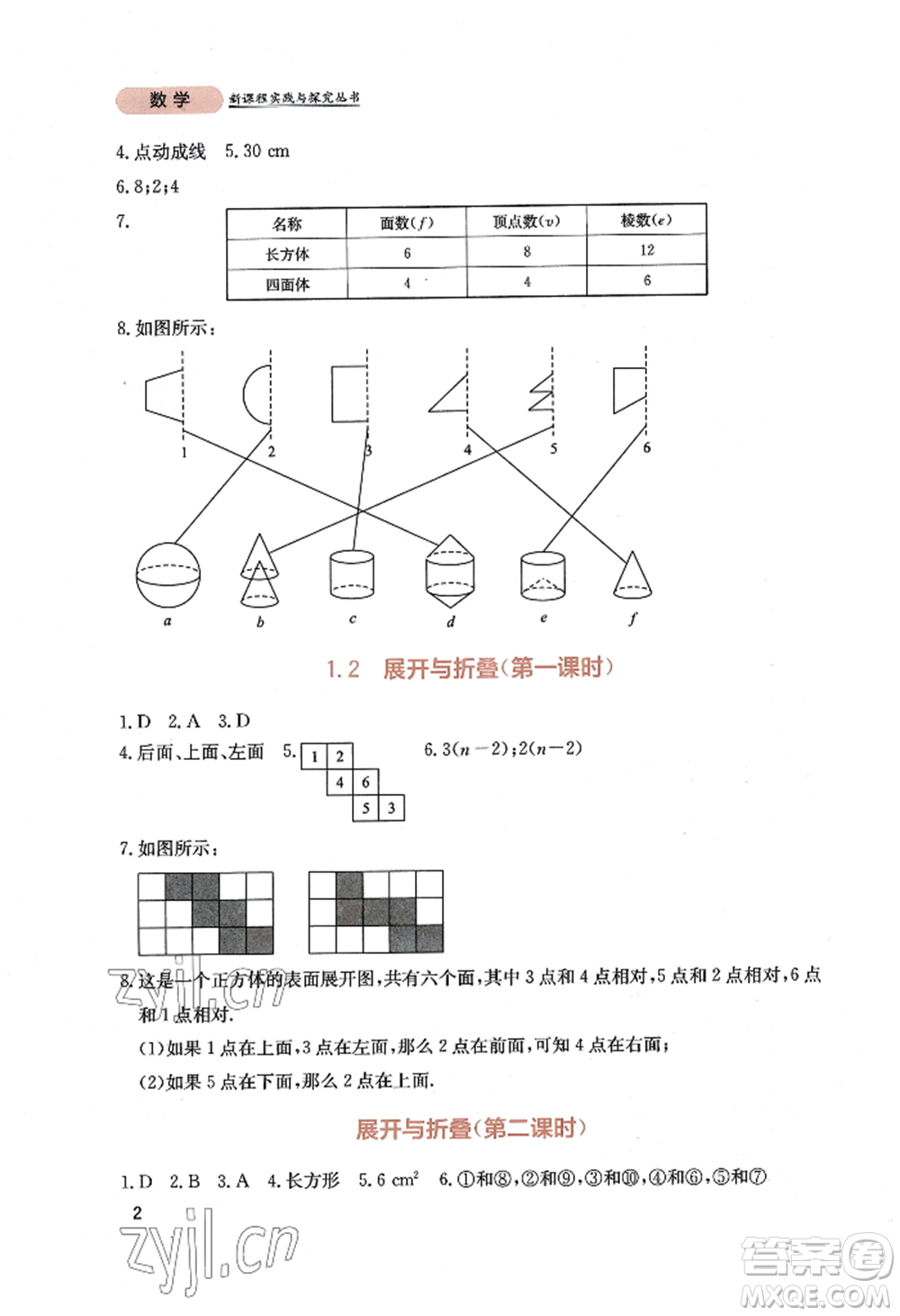 四川教育出版社2022新課程實(shí)踐與探究叢書七年級上冊數(shù)學(xué)北師大版參考答案