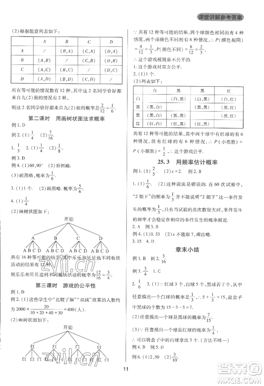 四川教育出版社2022新課程實(shí)踐與探究叢書(shū)九年級(jí)上冊(cè)數(shù)學(xué)人教版參考答案