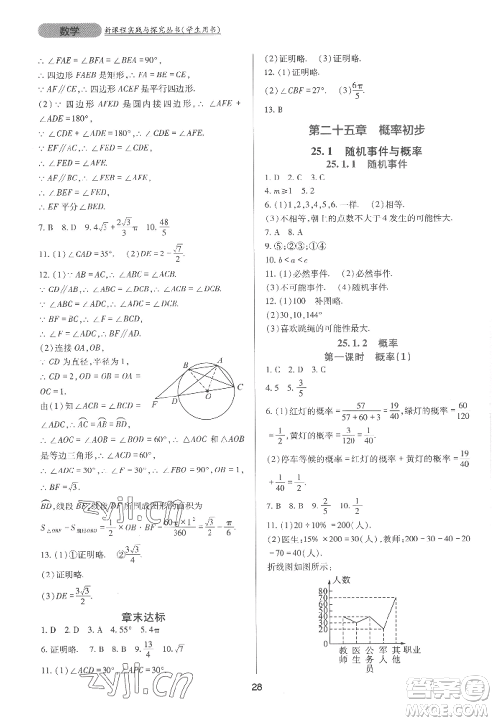 四川教育出版社2022新課程實(shí)踐與探究叢書(shū)九年級(jí)上冊(cè)數(shù)學(xué)人教版參考答案