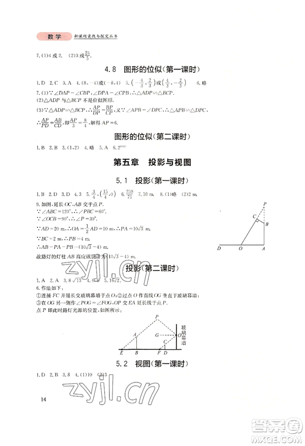 四川教育出版社2022新課程實踐與探究叢書九年級上冊數(shù)學(xué)北師大版參考答案