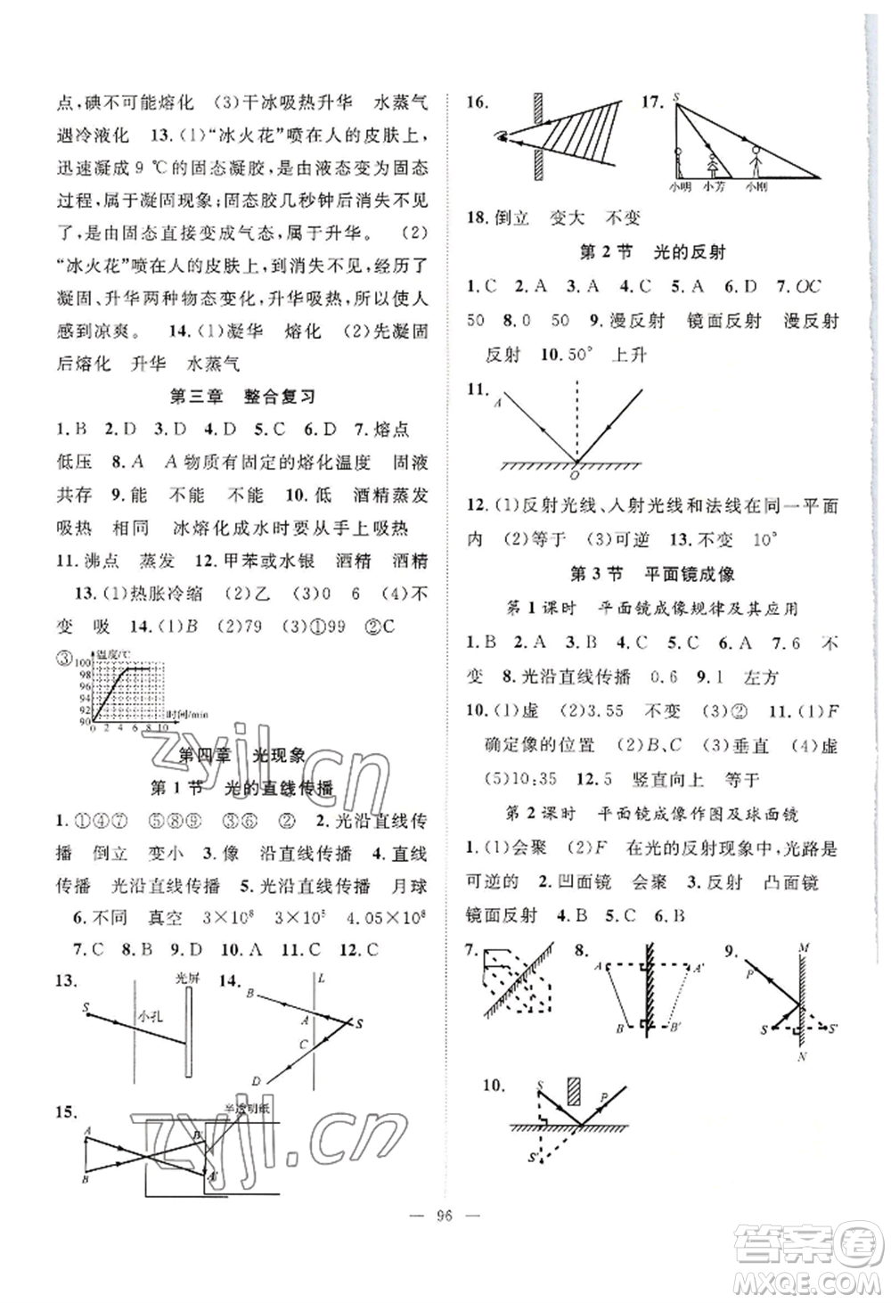 長江少年兒童出版社2022優(yōu)質(zhì)課堂導(dǎo)學(xué)案B自主作業(yè)八年級(jí)上冊物理人教版參考答案