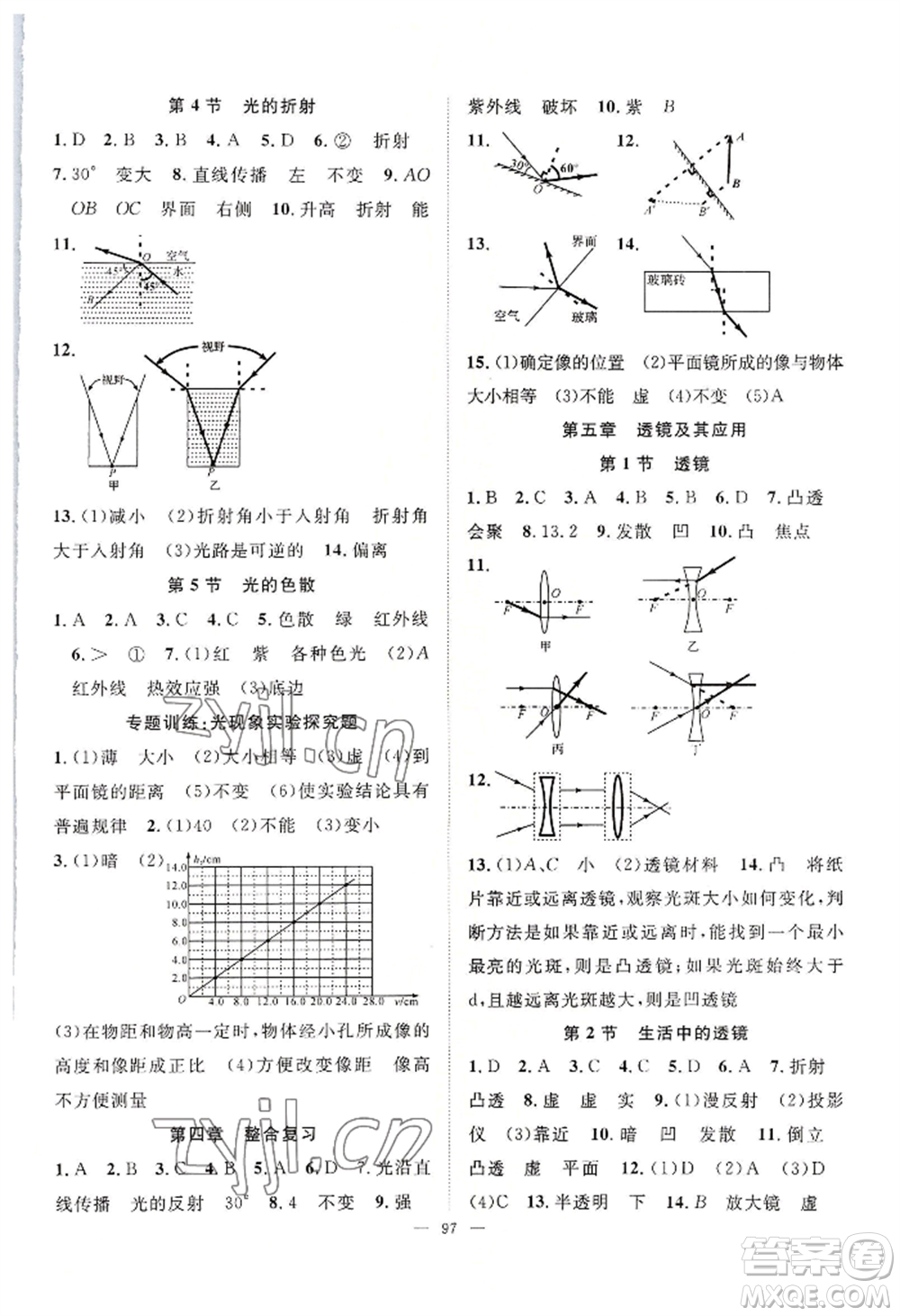 長江少年兒童出版社2022優(yōu)質(zhì)課堂導(dǎo)學(xué)案B自主作業(yè)八年級(jí)上冊物理人教版參考答案