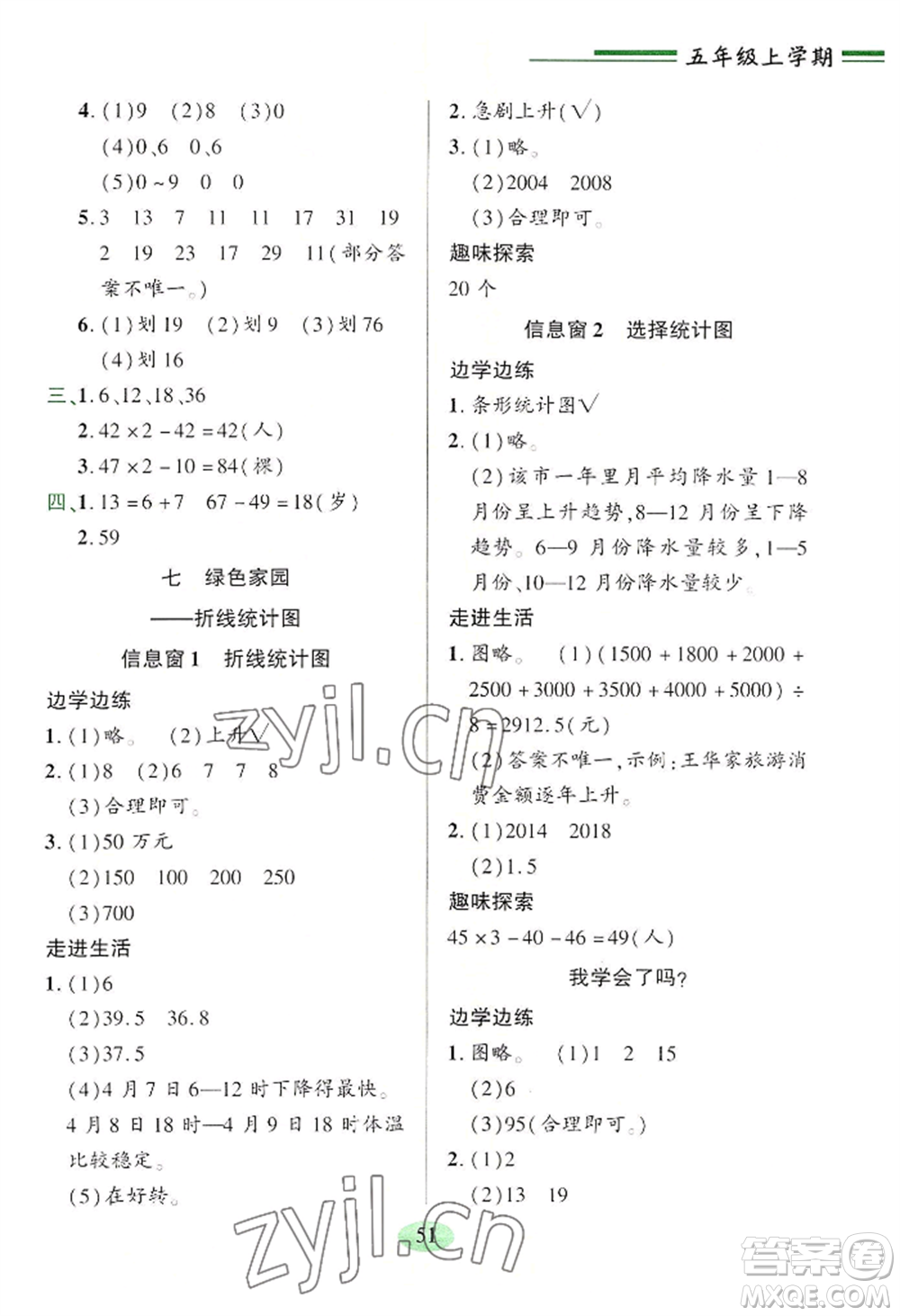 青島出版社2022新課堂學(xué)習(xí)與探究五年級(jí)上冊(cè)數(shù)學(xué)人教版參考答案