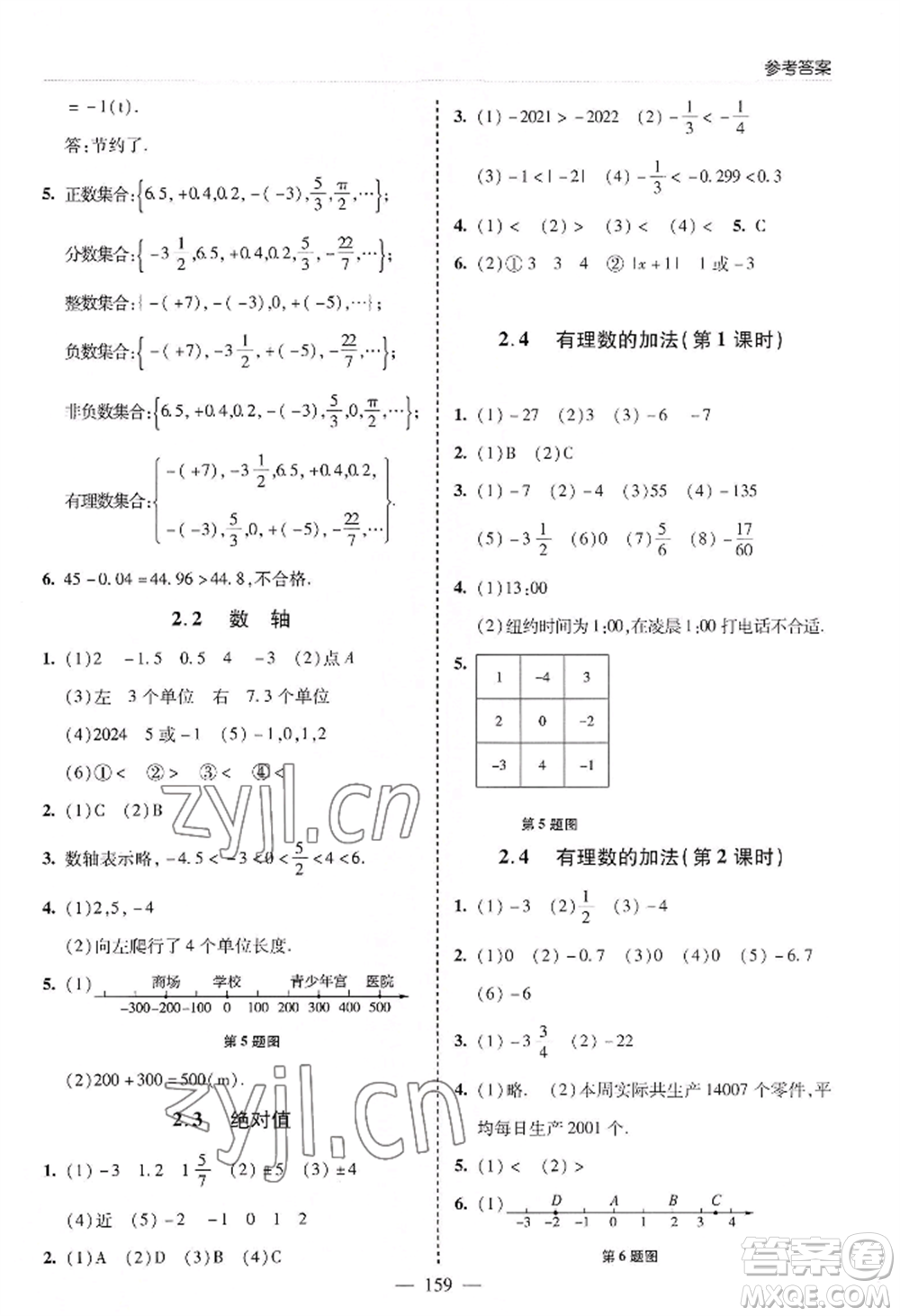 青島出版社2022新課堂學習與探究七年級上冊數(shù)學人教版參考答案