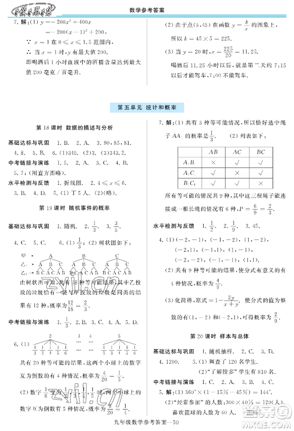 河南大學(xué)出版社2022新課程學(xué)習(xí)指導(dǎo)九年級數(shù)學(xué)華東師大版參考答案