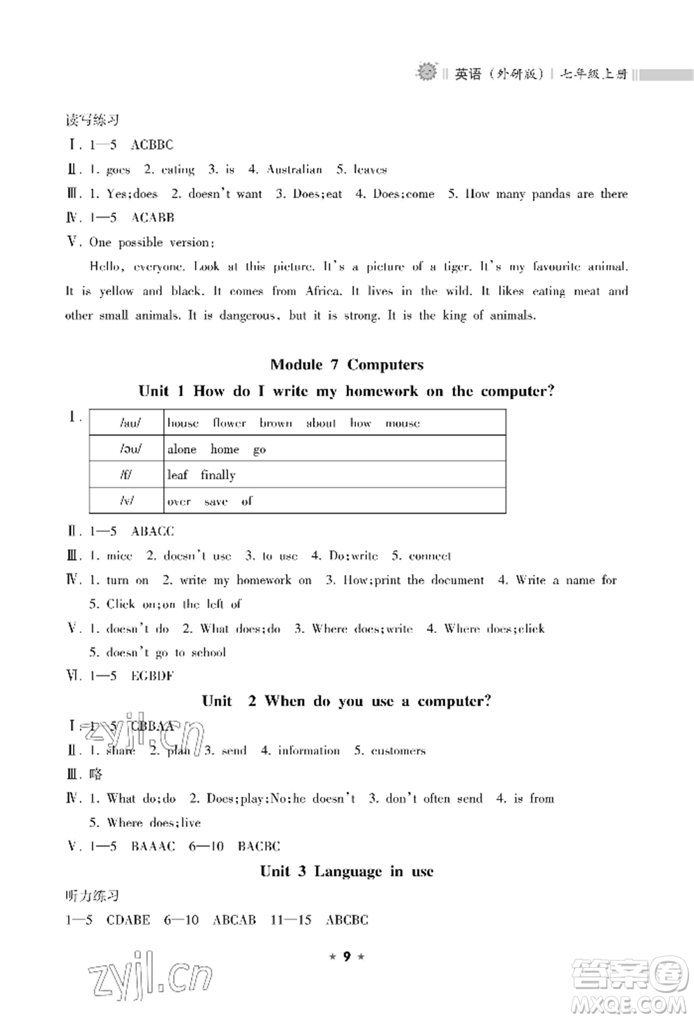 海南出版社2022新課程課堂同步練習冊七年級上冊英語外研版參考答案