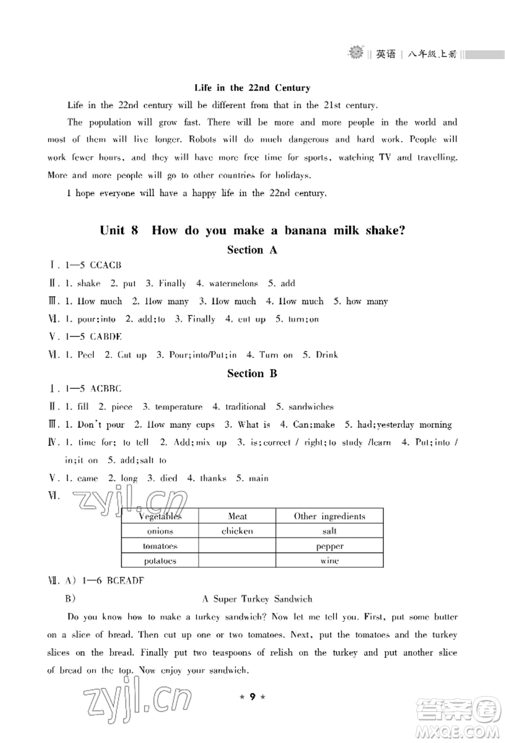 海南出版社2022新課程課堂同步練習(xí)冊八年級上冊英語人教版參考答案