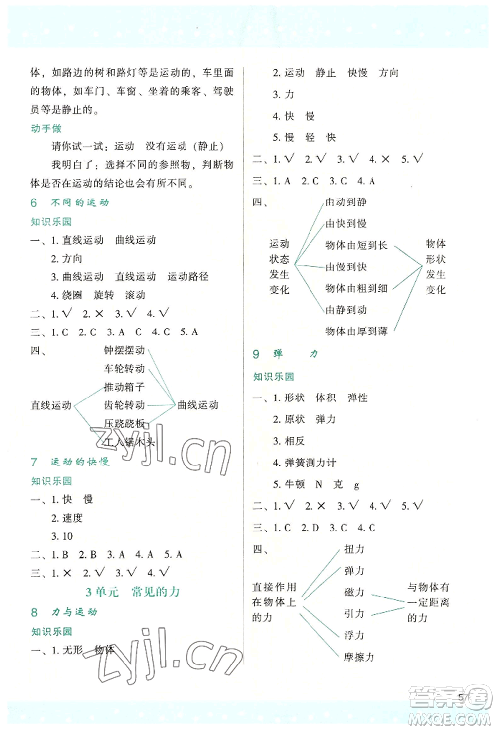 陜西人民教育出版社2022新課程學(xué)習(xí)與評(píng)價(jià)四年級(jí)上冊(cè)科學(xué)蘇教版B版參考答案