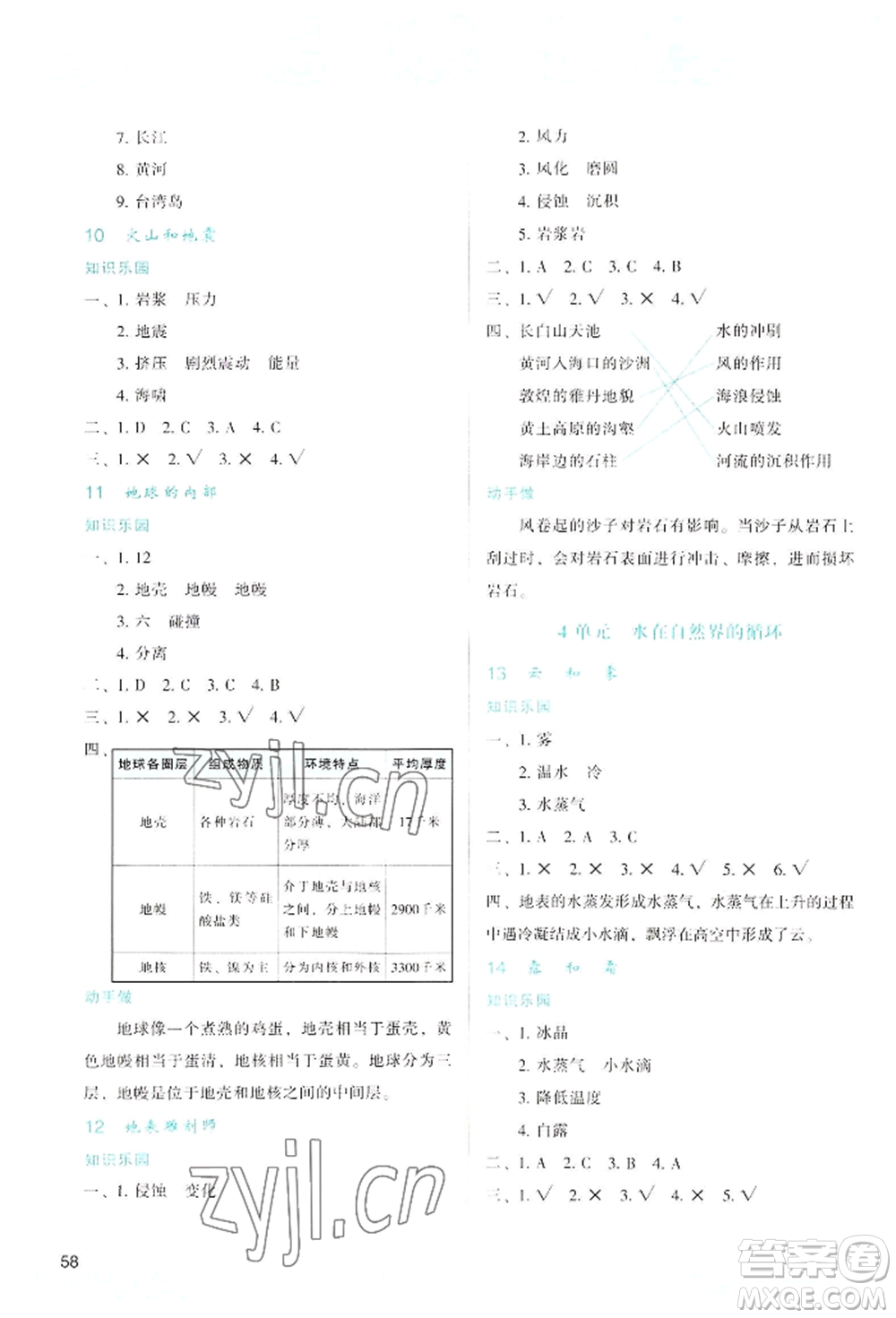 陜西人民教育出版社2022新課程學(xué)習(xí)與評(píng)價(jià)五年級(jí)上冊(cè)科學(xué)蘇教版參考答案