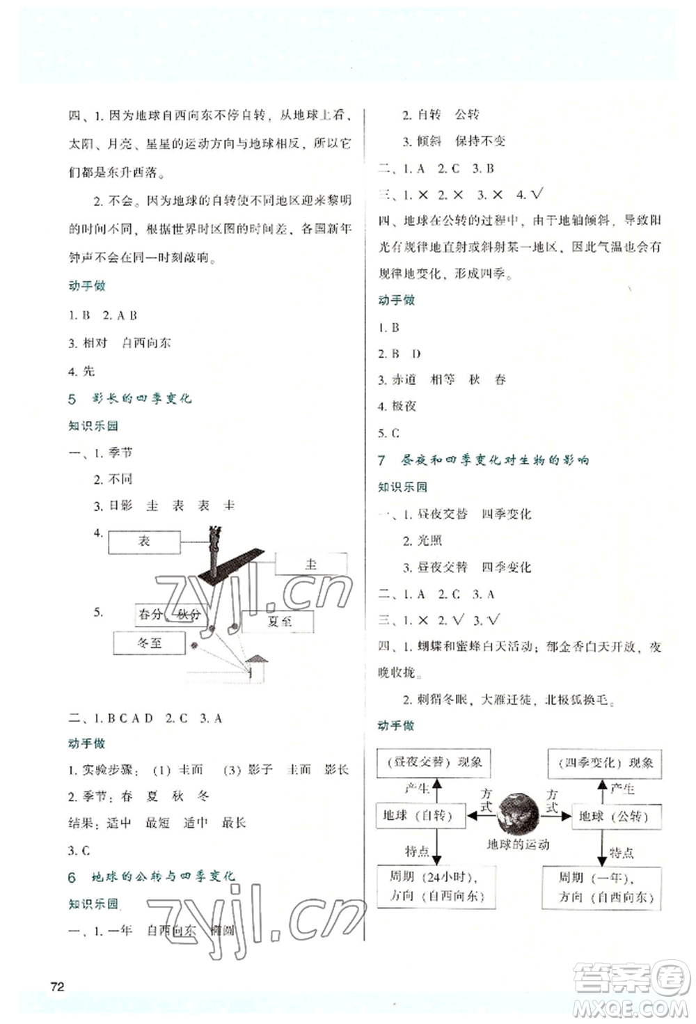 陜西人民教育出版社2022新課程學(xué)習(xí)與評價六年級上冊科學(xué)教科版參考答案