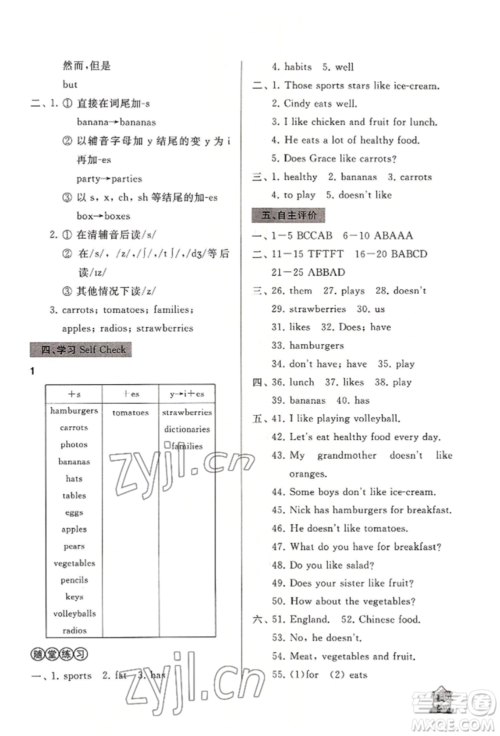 山東友誼出版社2022伴你學(xué)新課程助學(xué)叢書七年級上冊英語人教版參考答案