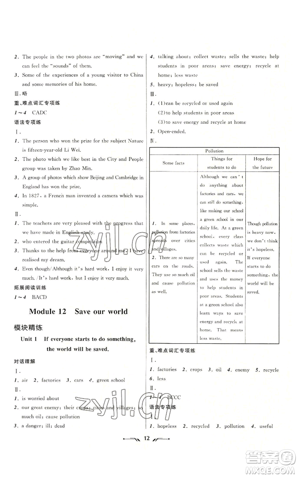 遼寧師范大學(xué)出版社2022新課程新教材導(dǎo)航學(xué)英語九年級(jí)上冊(cè)外研版參考答案