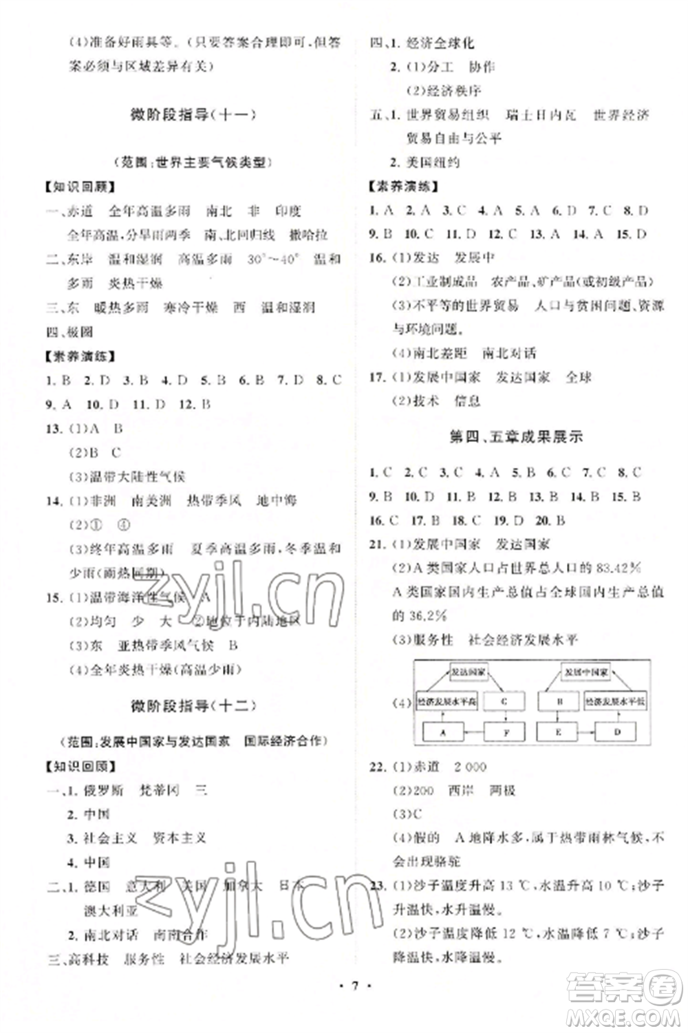 山東教育出版社2022初中同步練習(xí)冊(cè)分層卷七年級(jí)地理上冊(cè)湘教版參考答案