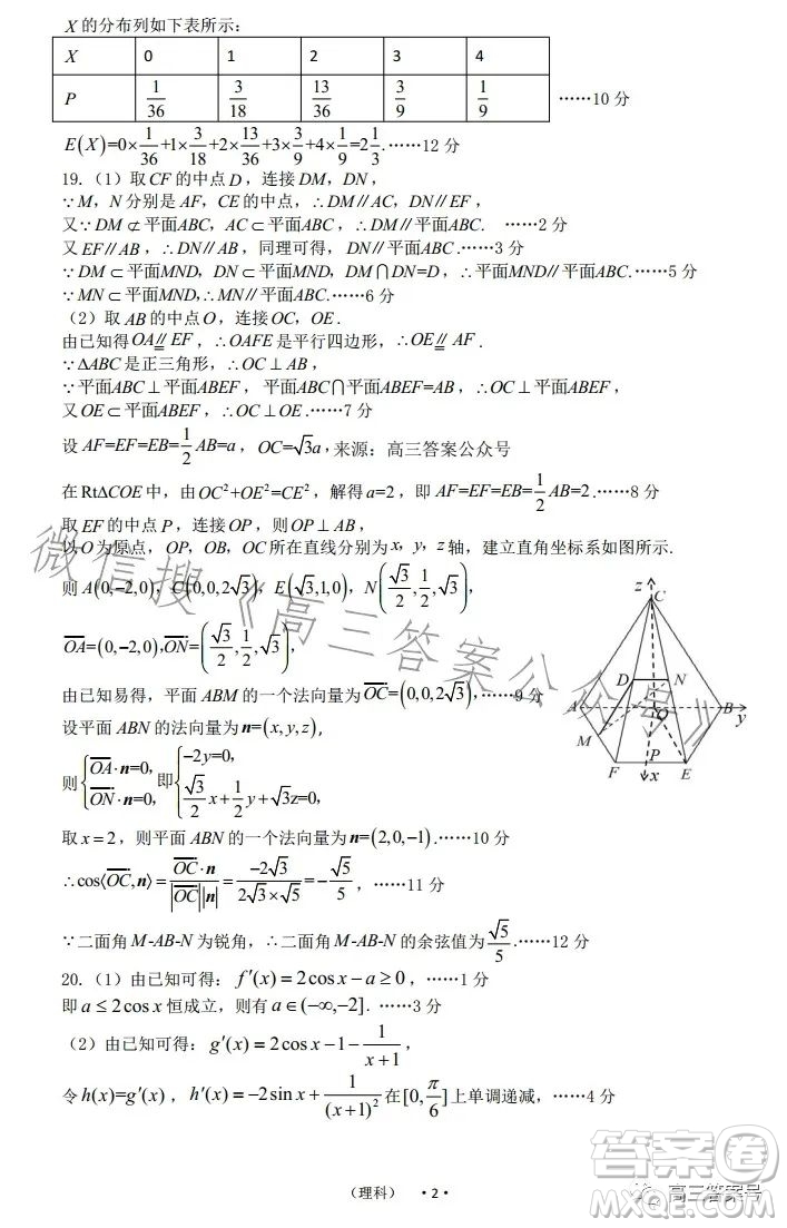 開封市2023屆高三年級第一次模擬考試?yán)砜茢?shù)學(xué)試卷答案