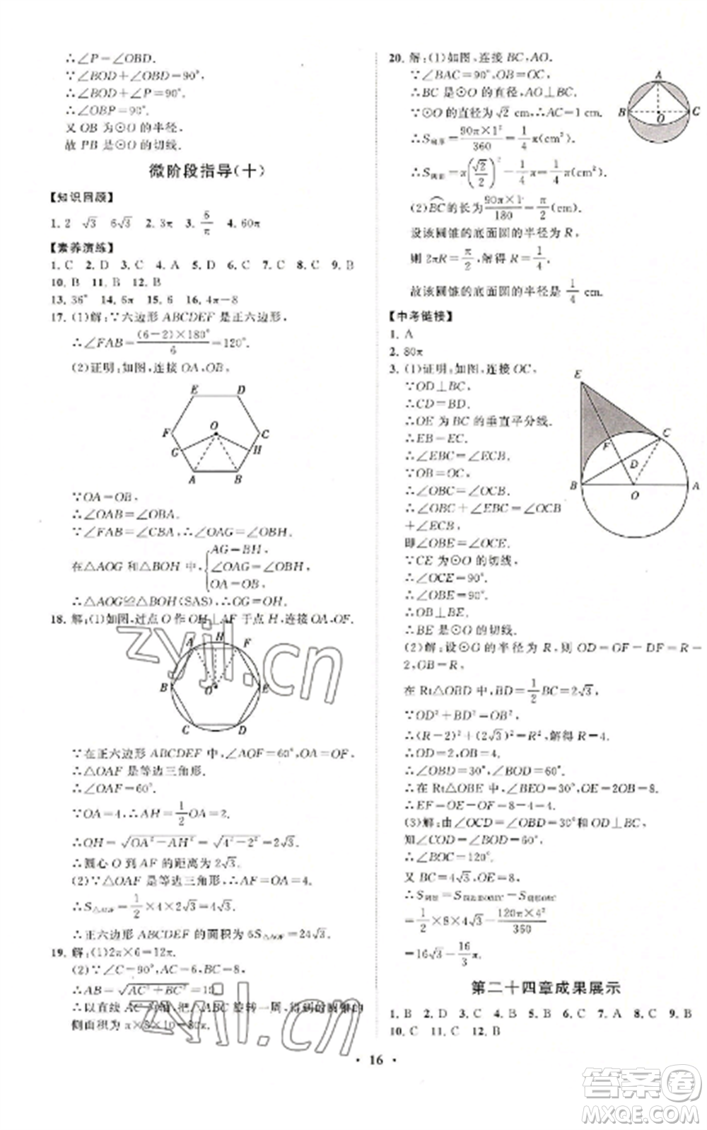 山東教育出版社2022初中同步練習冊分層卷九年級數(shù)學上冊人教版參考答案