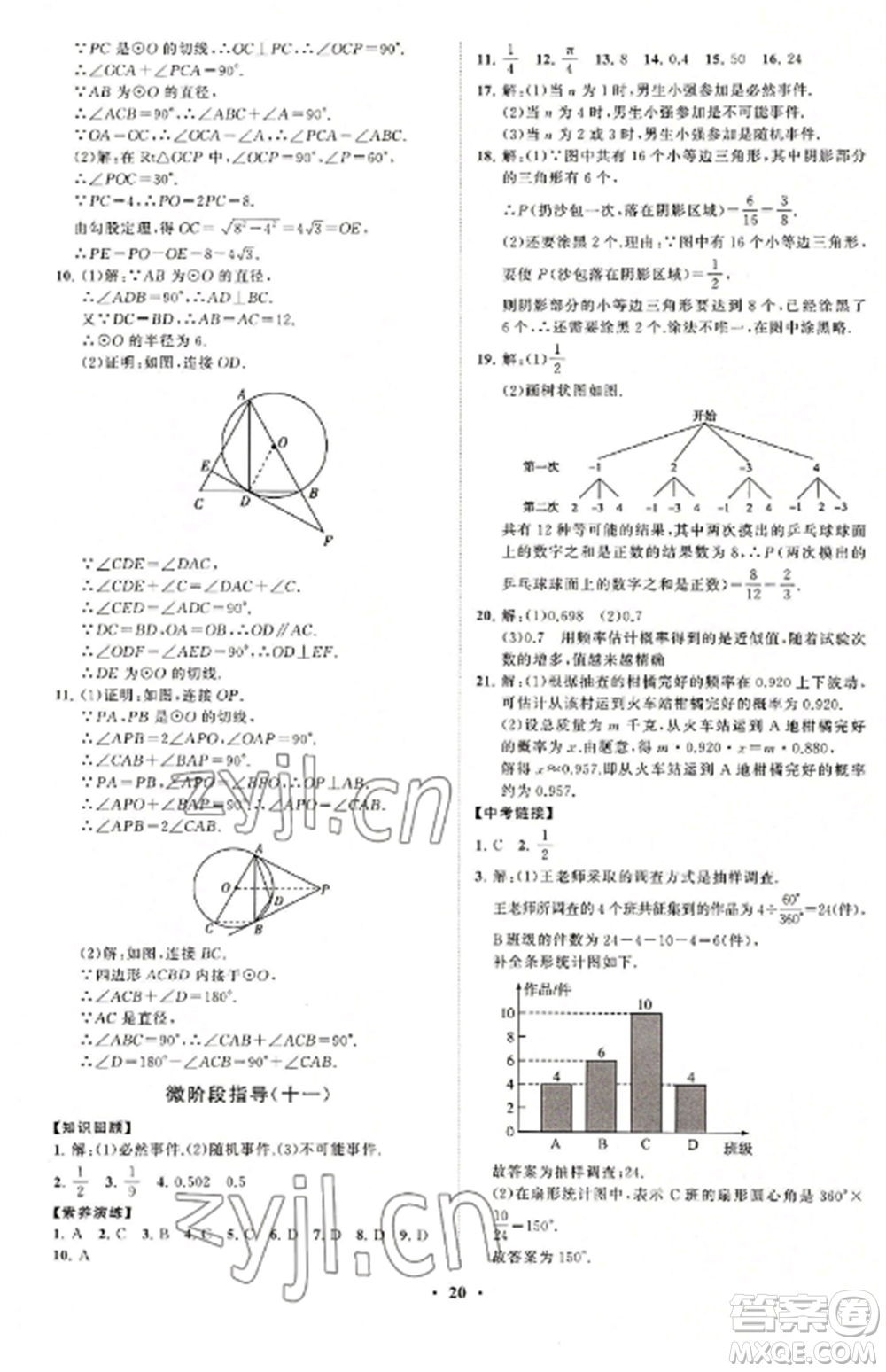 山東教育出版社2022初中同步練習冊分層卷九年級數(shù)學上冊人教版參考答案