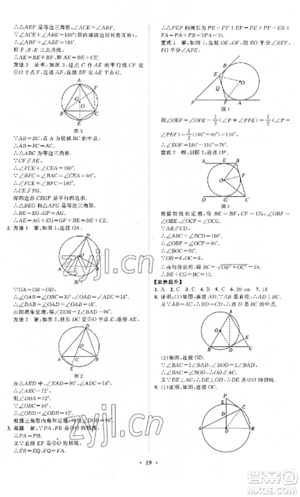 山東教育出版社2022初中同步練習冊分層卷九年級數(shù)學上冊人教版參考答案